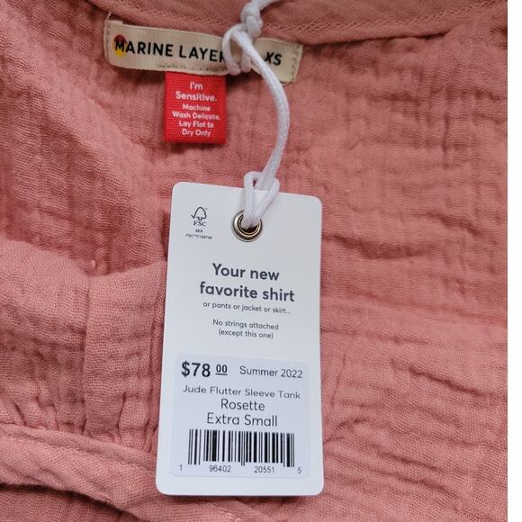 NWT Marine Layer Jude Flutter Sleeve Tank Top‎ Rosette 100% Cotton Gauzy - XS - Picture 3 of 6